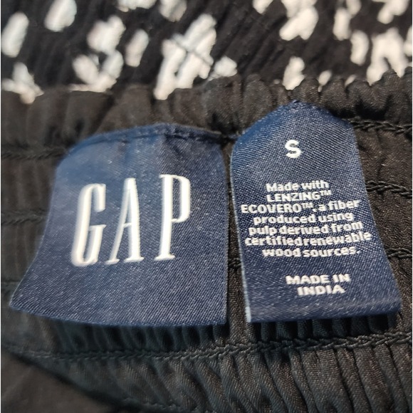 Vtg‎ GAP Size Small B&W Floral Lenzing Ecovero Sweetheart Smocked Mini Sundress - Picture 9 of 10